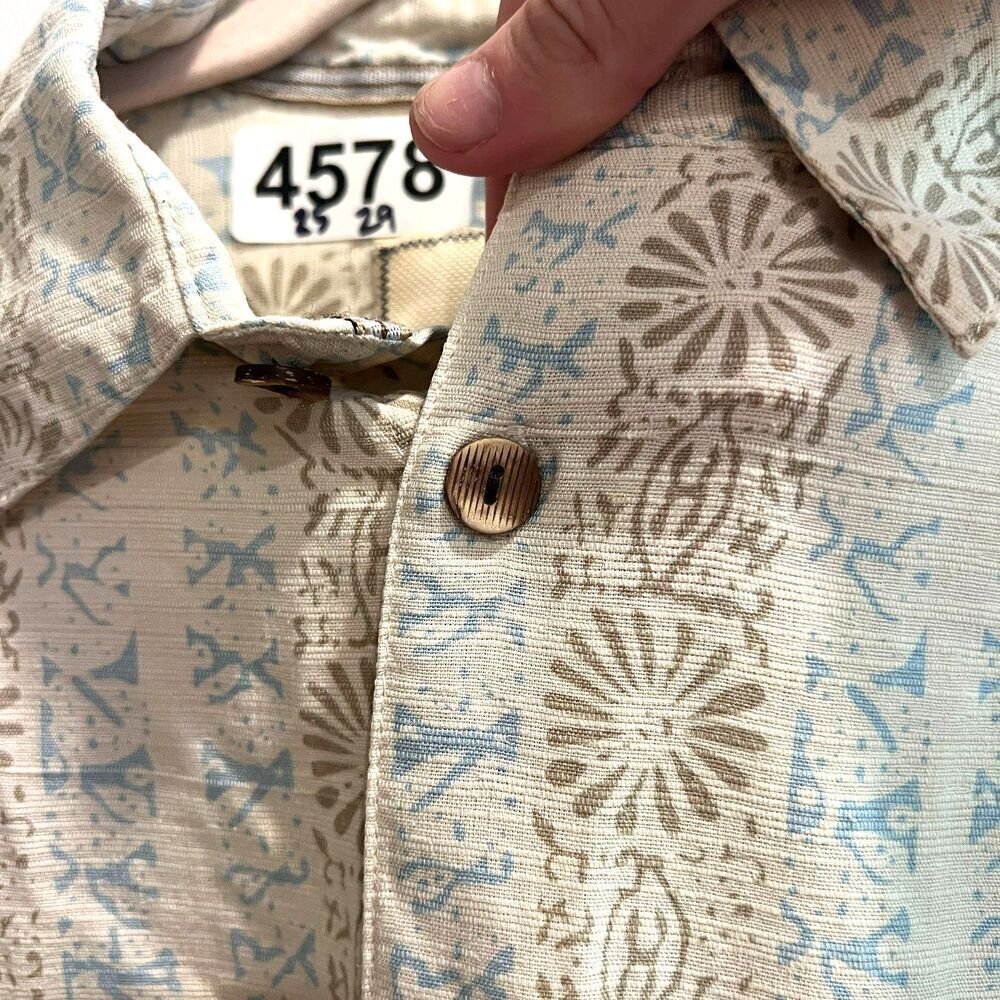 Island Republic Vintage Collection Men Beige Hawaiian Shirt XL Silk Short Sleeve - Picture 7 of 8